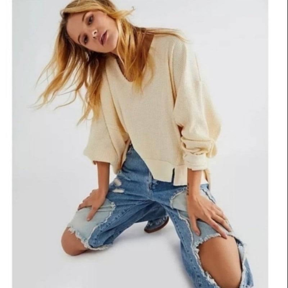 NWT Free People Santa Clara Thermal Top in Alabaster - Picture 5 of 7